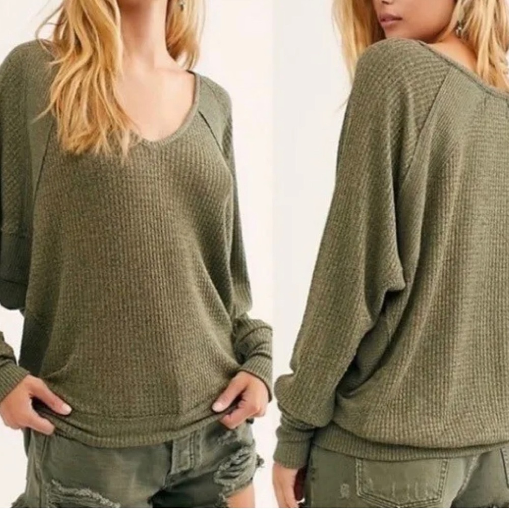 NWT free people Santa Clara thermal. Color is ferngully.